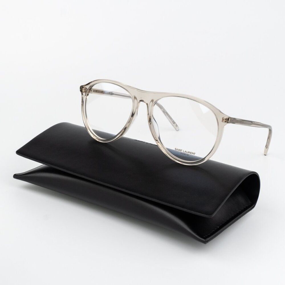 Saint Laurent Women Eyeglasses Transparent Beige Pilot SL667OPT 003 BRAND NEW